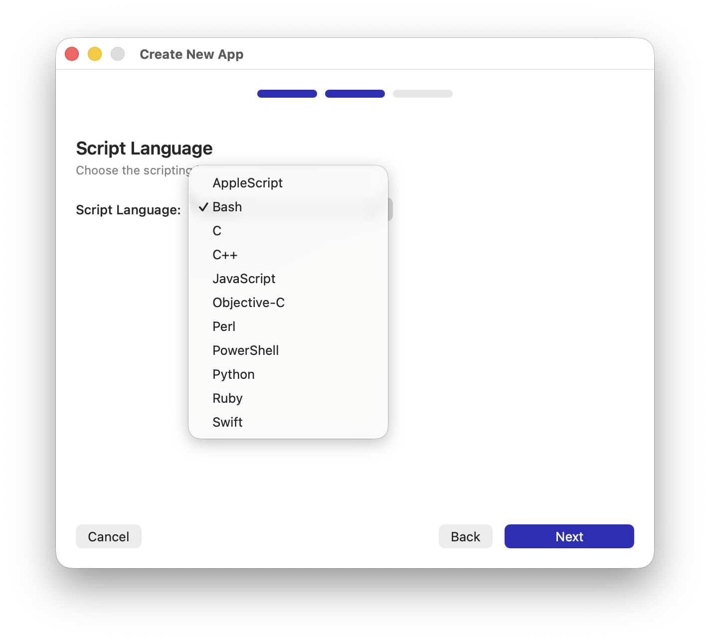 Script Language Options